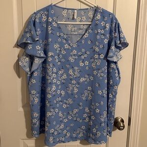 Amazon Blue Floral Blouse